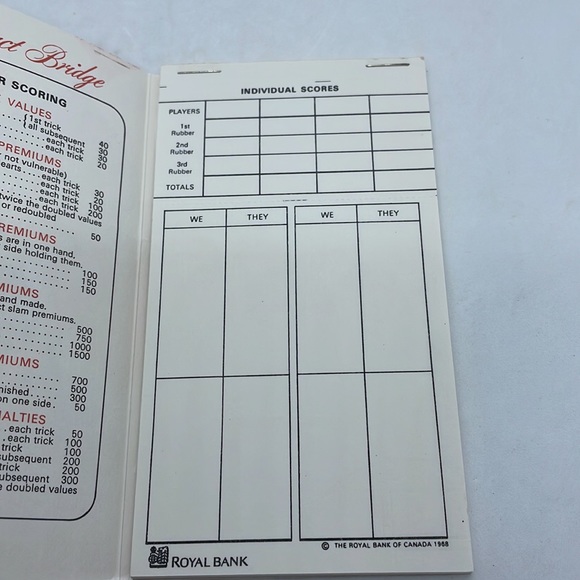 1968 Royal Bank of Canada Contract Bridge Score Pad. - Picture 6 of 7